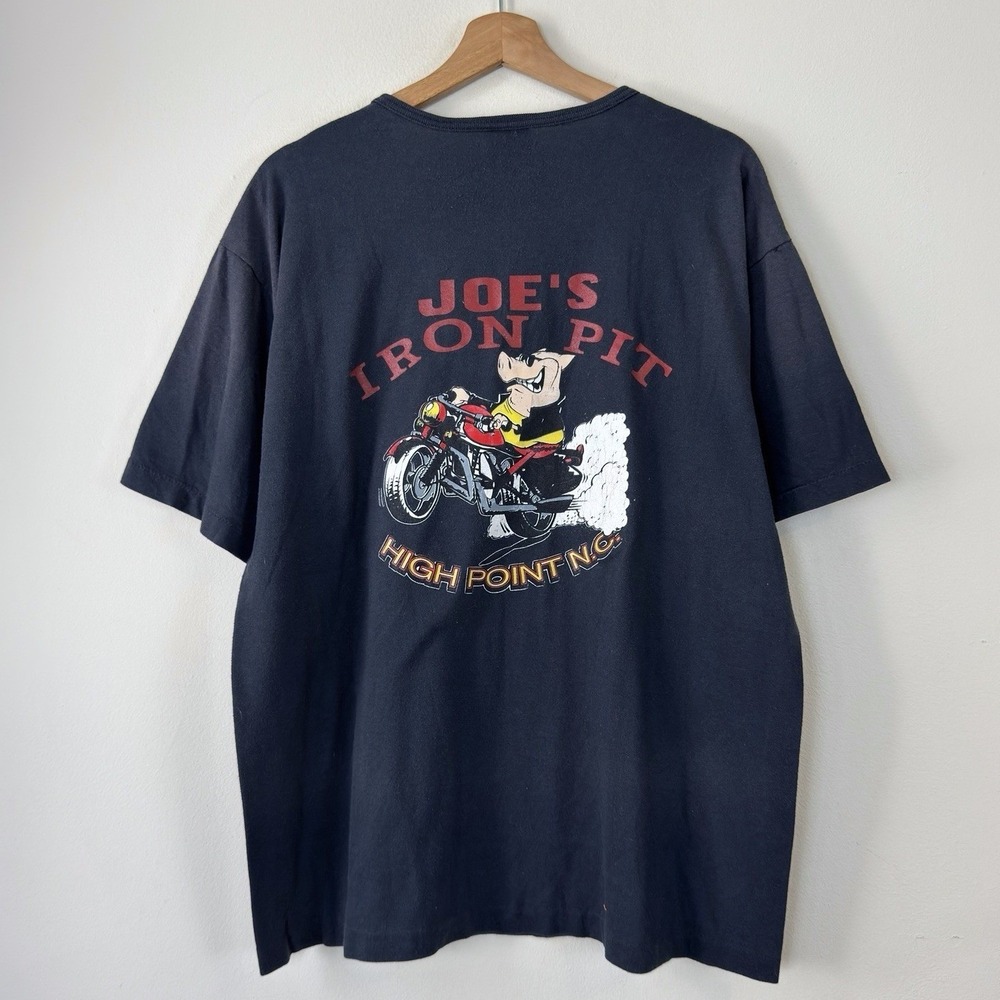 Vintage 80s Harley Davidson Joe's Iron Pit High Point North Carolina Tee Shirt L